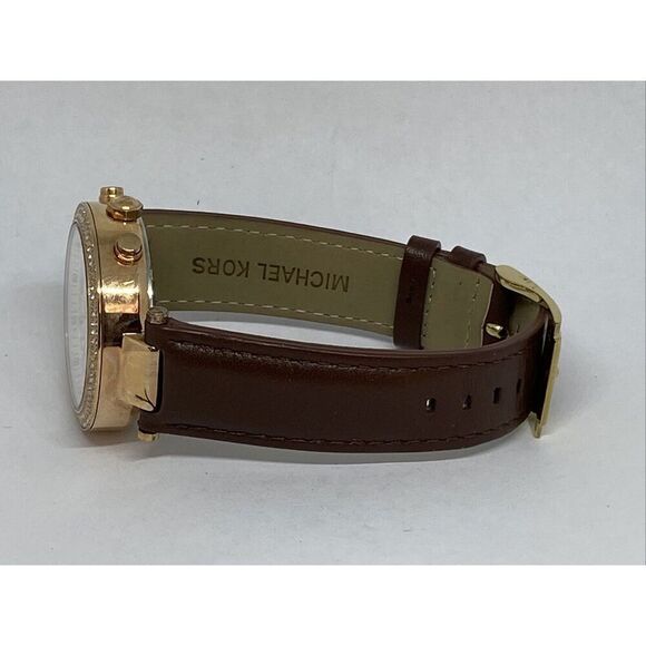 Michael Kors MK5774 Women's Brown Leather Analog White Dial Quartz Watch XX476 - Picture 9 of 12